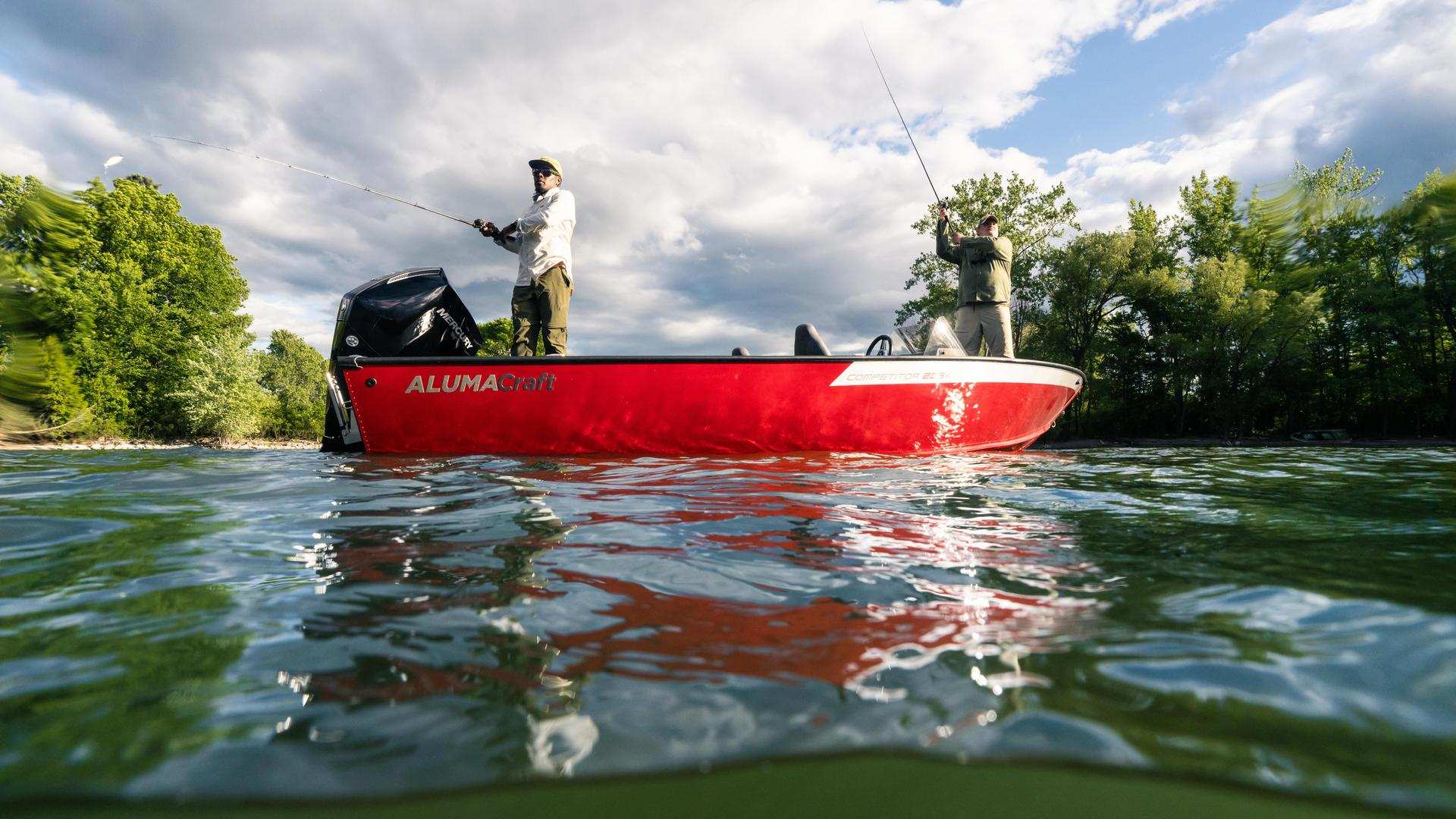 A angler on a 2025 Alumacraft Competitor aluminum boat