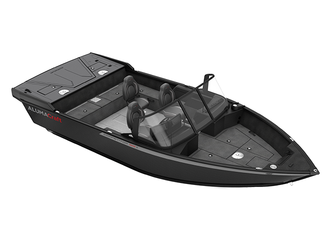 Vue du bateau de pêche noir Alumacraft Competitor 185 2025