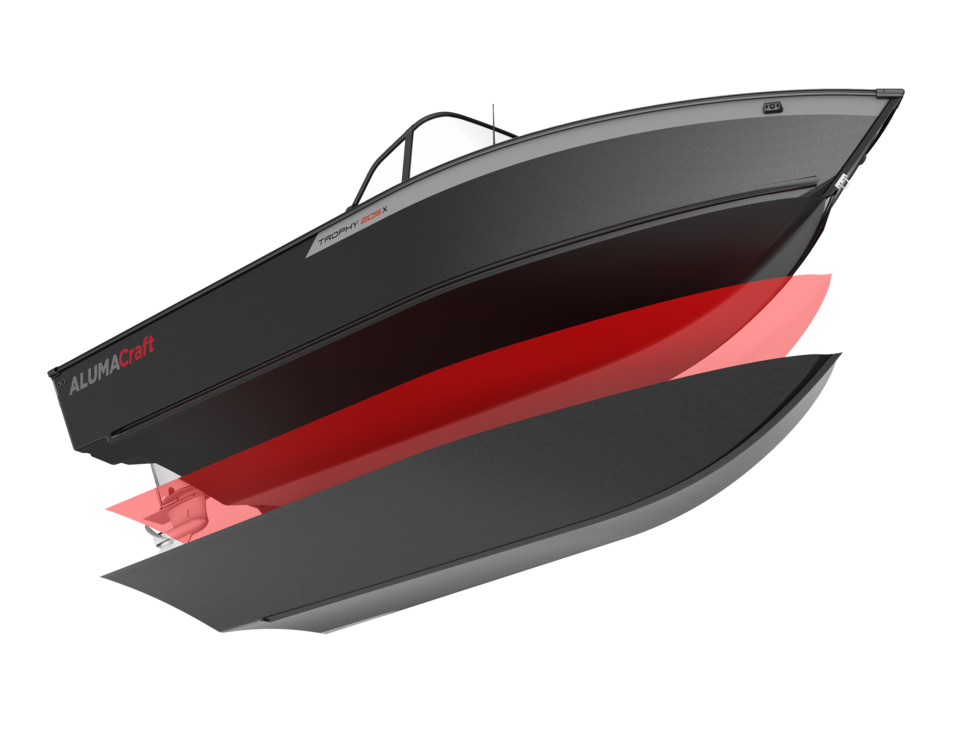 View of the 2XB Hull Design on the Alumacraft Trophy 2025