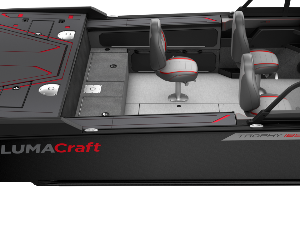 View of the storage system on the new Alumacraft Trophy Sport 2025