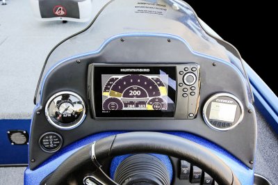 Close Up of Humminbird Speedometer and Dashboard on Pro 185 Bass Boat