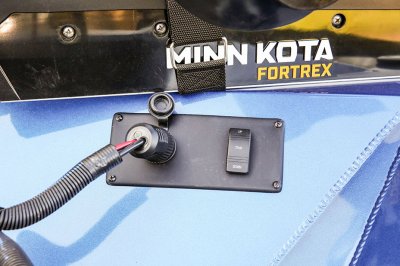 Close Up of Trim Toggle on Pro 185 Bass Boat