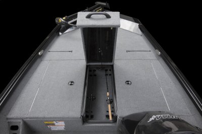 Fishing Rod Storage Compartment Opened on Alumacraft Pro 175 Bass Boat