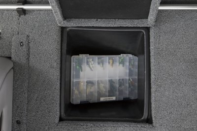 Tackle Box In Storage Compartment on Alumacraft Pro 175 Bass Boat