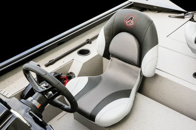 Black and White Driver's Cockpit Chair on Alumacraft 175 Prowler Bass Boat