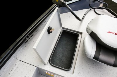 Bow Lockbox Compartment Opened On Alumacraft 175 Prowler Bass Boat