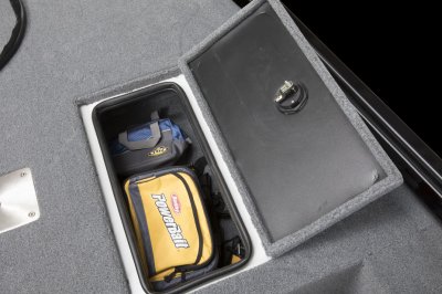 Two Small bags Stored in Starboard Compartment on a Alumacraft 165 Prowler Bass Boat